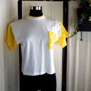Vintage 80's Crop Tee White w/ Yellow